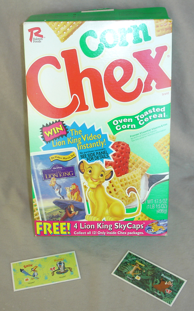 Vintage 1994 Disney Lion King Corn Chex Nestle box paper promos 