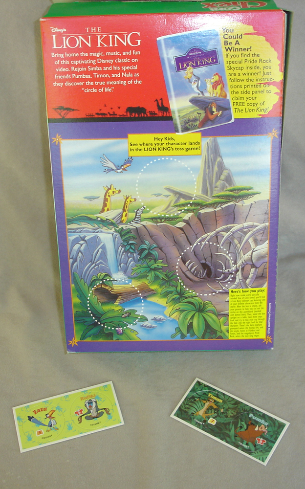 Vintage 1994 Disney Lion King Corn Chex Nestle box paper promos 